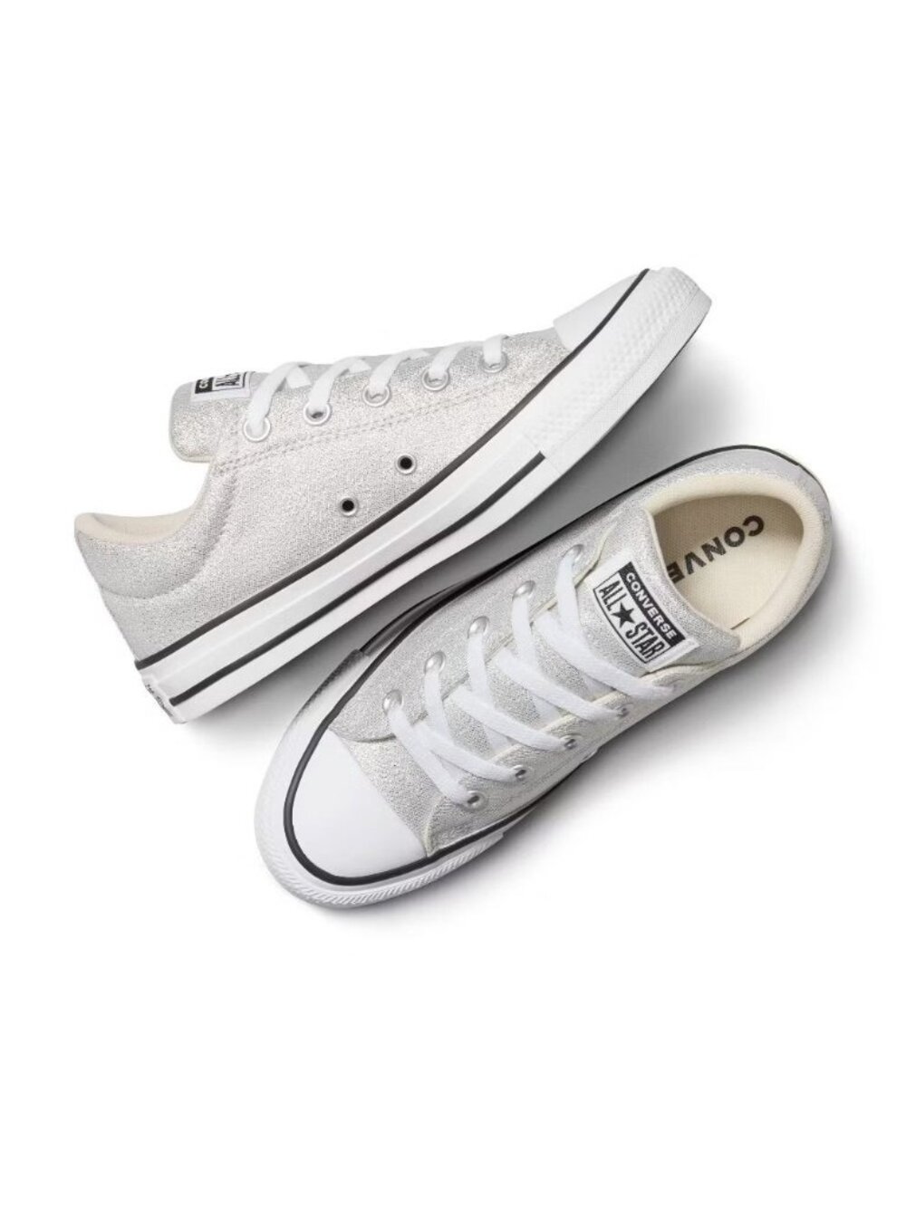 NEW Converse Adult Street Low Top Lurex Shine Sneakers - Silver - Size 8.5